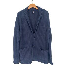 L.B.M. 1911 Mens Navy Knit cardigan Blazer Jacket size Italy Wool Blend size 54R